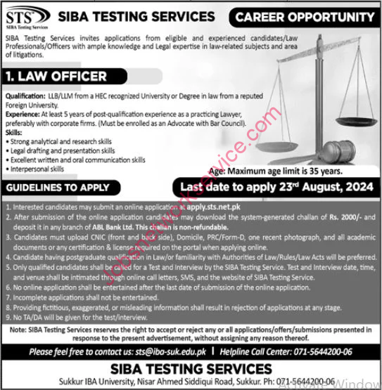 Siba Testing Service Sukkur New Jobs 2024 Latest Jobs in Pakistan by JSN