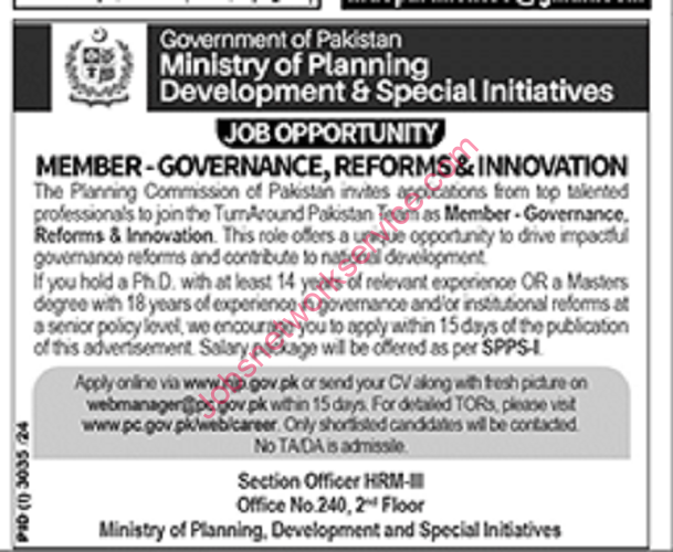 Ministry of Planning Development Islamabad Jobs 2024 Latest